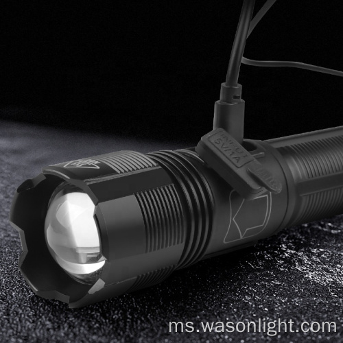 Penjual Terbaik Lumens Tinggi Berguna Kompak Luaran Kalis air USB-C Lampu suluh boleh dicas semula 5 Mod Genggam XHP50 Obor